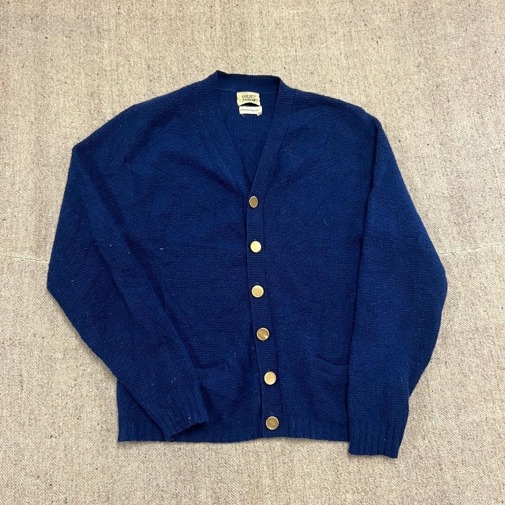 Vintage Arrow Cardigan Mens Large Blue 1960s USA Wool